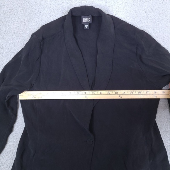 Eileen Fisher Women's Blazer Shacket Medium Black Silk Blend 1 Button - Picture 8 of 13